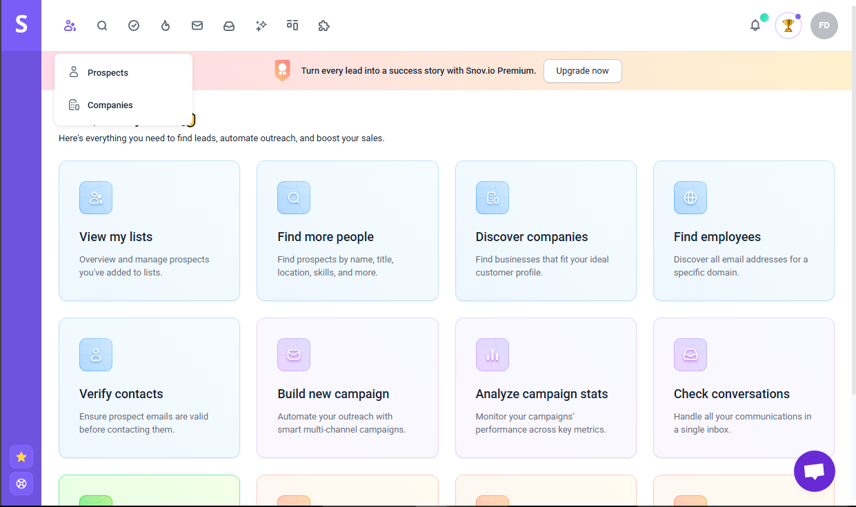 Snov.io Interface